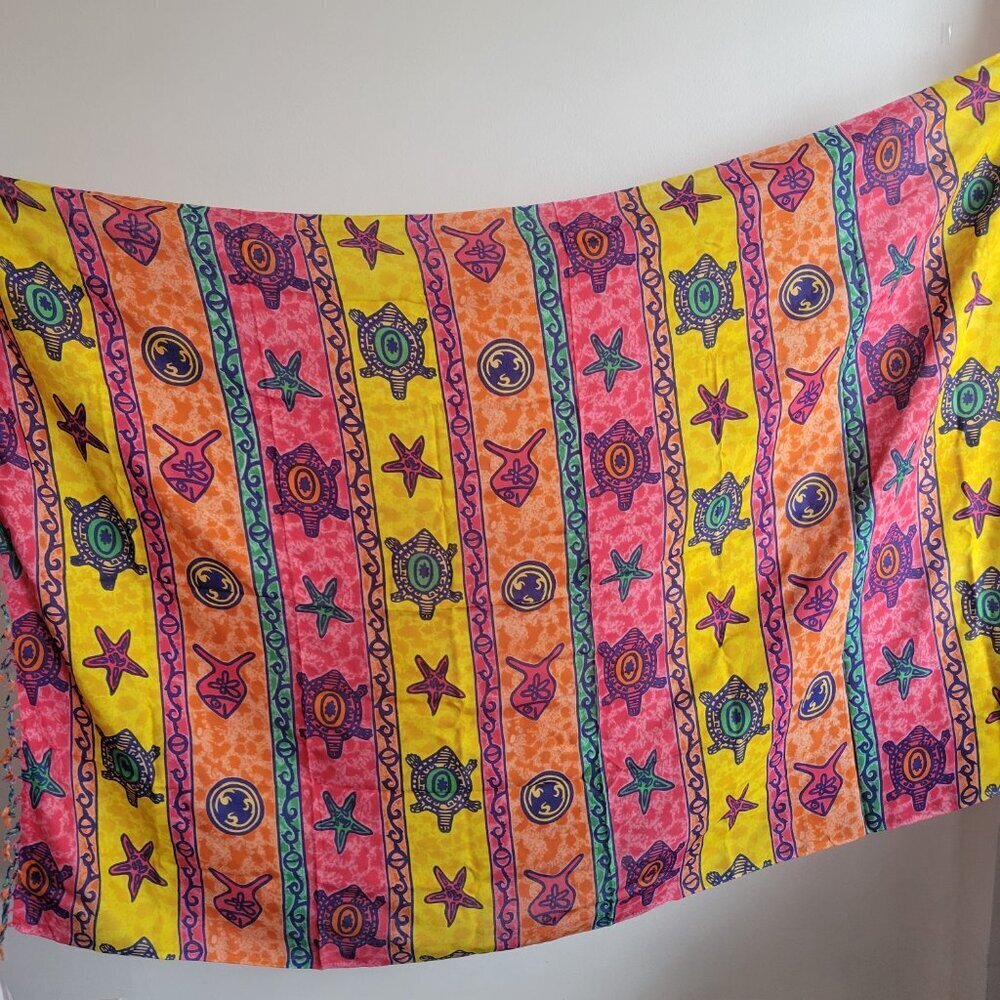 India Designed Colorful Extra-Large Scarf or Sarong - Picture 3 of 12